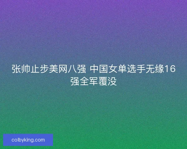 张帅止步美网八强 中国女单选手无缘16强全军覆没
