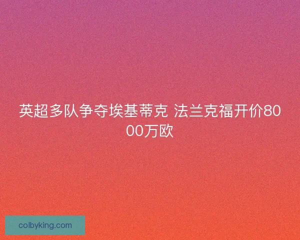 英超多队争夺埃基蒂克 法兰克福开价8000万欧