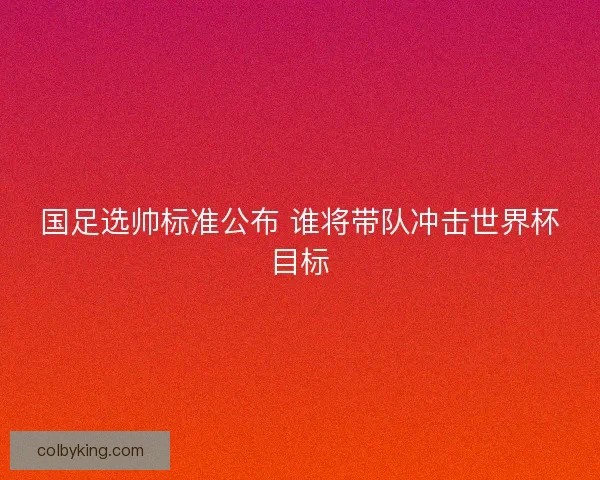 国足选帅标准公布 谁将带队冲击世界杯目标